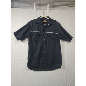 Harley-Davidson Men's S Black Snap Button Up Collared Short Sleeve‎ Pockets